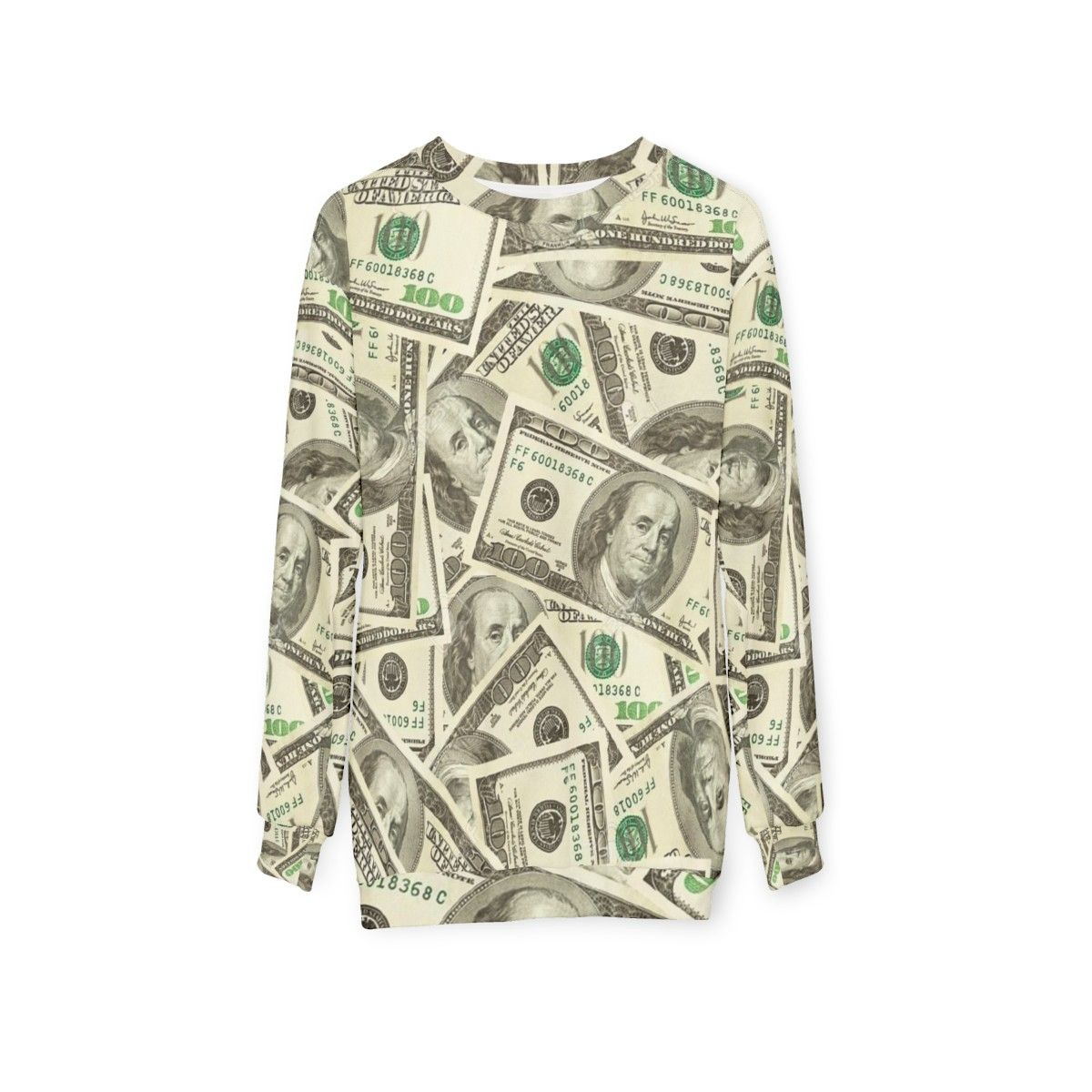 100 Dollar Bills Graphic Sweatshirt - hanging