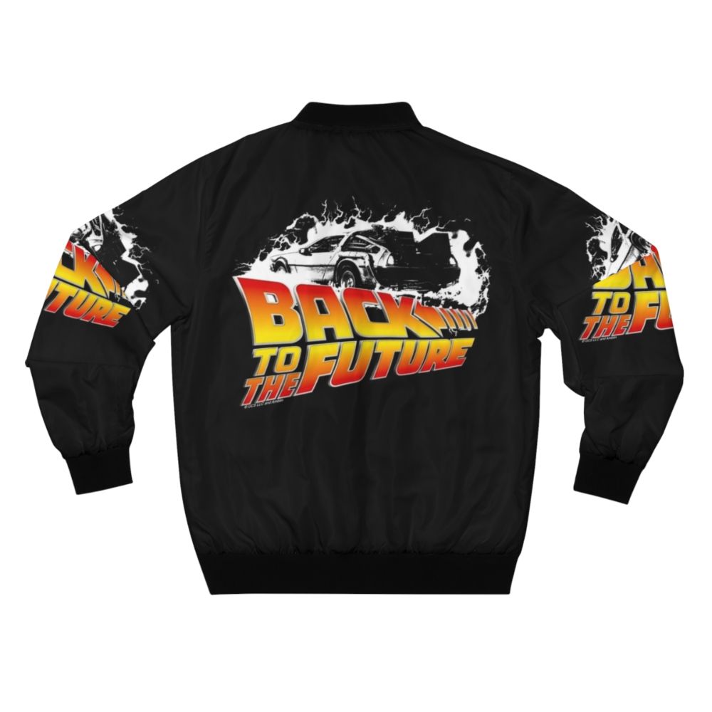 Back to the Future DeLorean Stencil Fan Art Bomber Jacket - Back