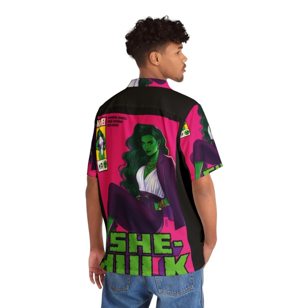 Big Green Hero Monster Movie Hawaiian Shirt - People Back