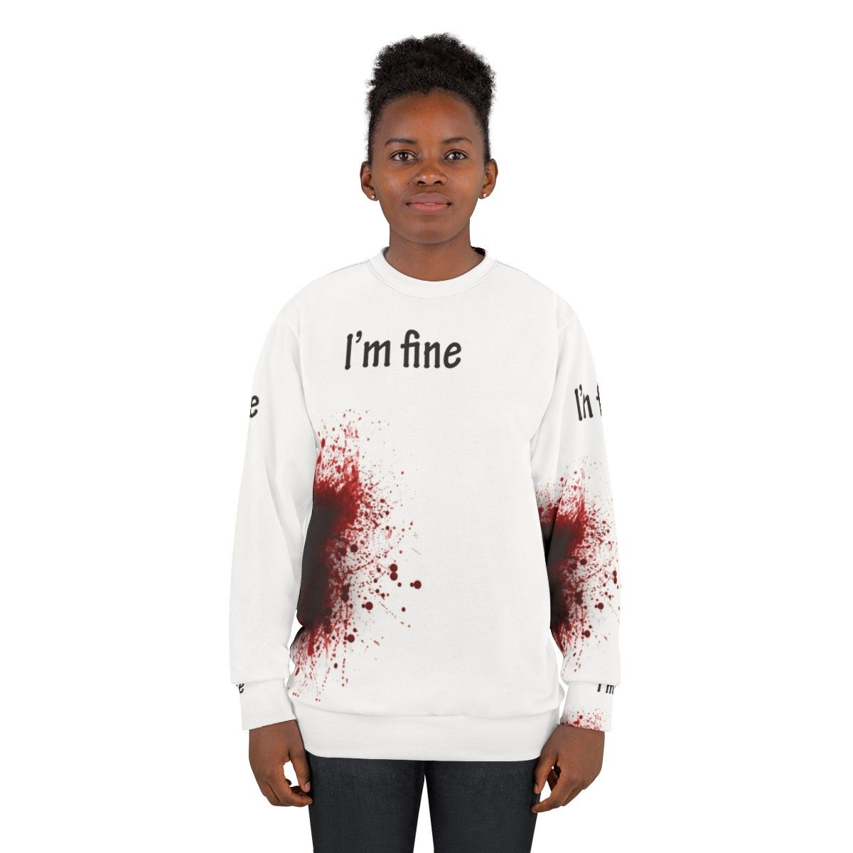 "I Am Fine" Graphic Design Funny Workout Sweatshirt - women