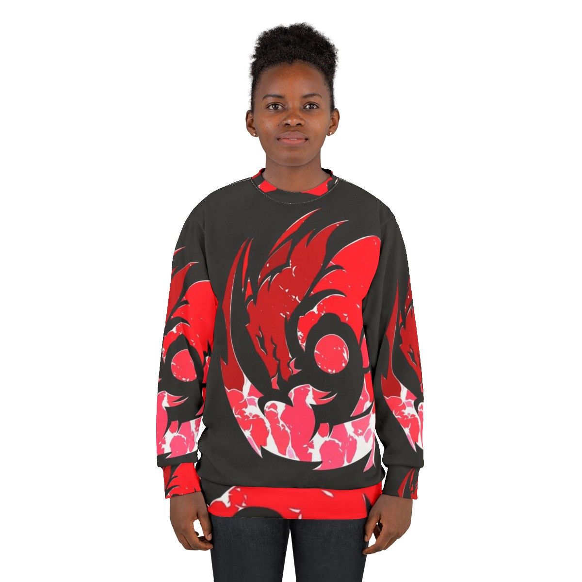 Mystic fire dragon sweatshirt with detailed dragon graphic - women