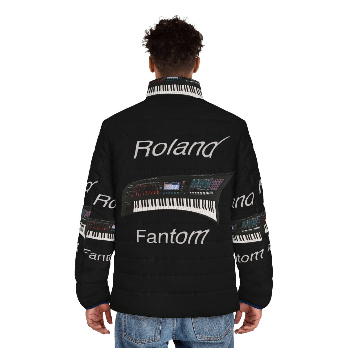 Roland Fantom inspired puffer jacket with music and electronic design - men back