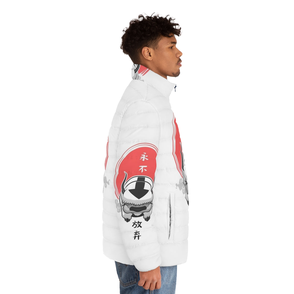 Avatar The Last Airbender Puffer Jacket featuring Japanese Sumi-e inspired artwork - men side right