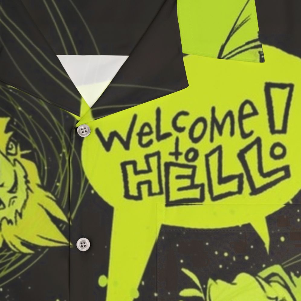 Spooky "Welcome to Hell" Hawaiian Shirt Design - Detail