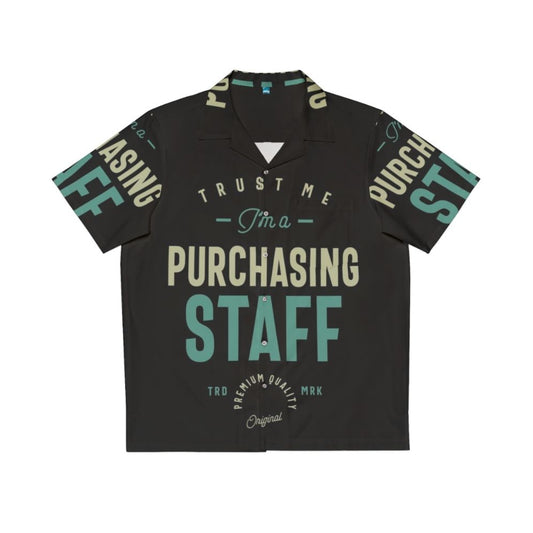 Purchasing staff wearing a vibrant Hawaiian shirt