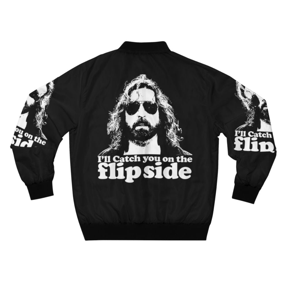 Boondock Saints Rocco Bomber Jacket with "Catch You on the Flip Side" White Print - Back