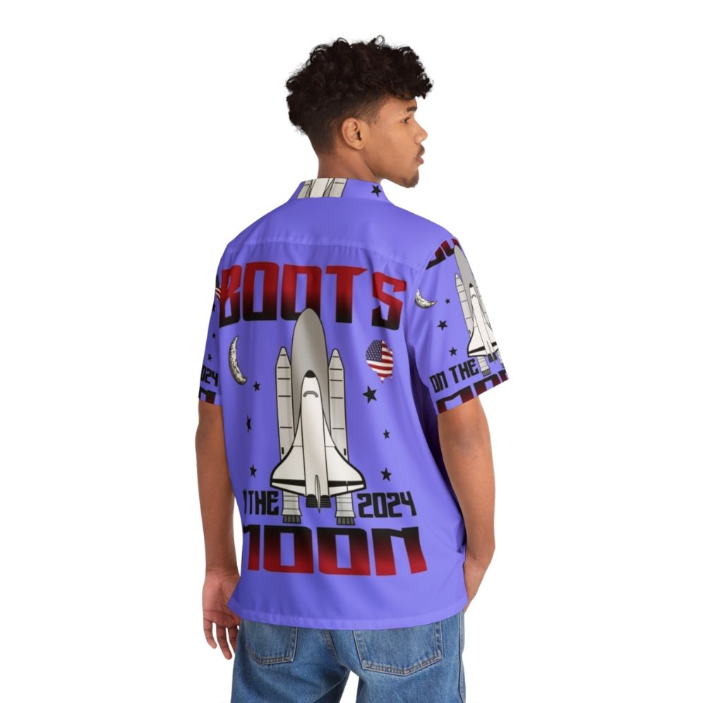 Boots on the Moon 2024 Space-Themed Hawaiian Shirt - People Back