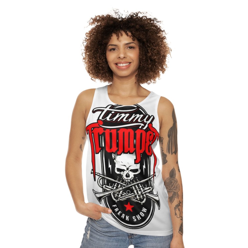 Unisex grunge skull tank top - women