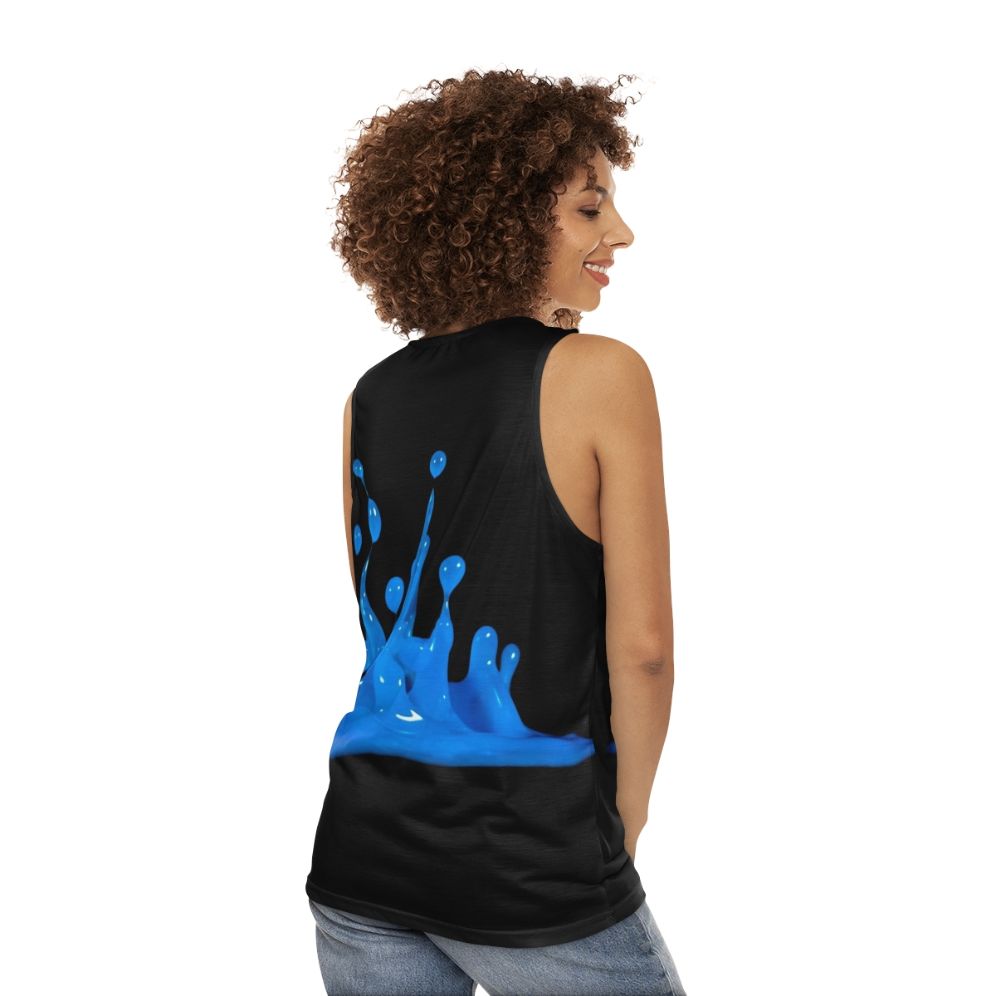 Blue abstract art unisex tank top - women back