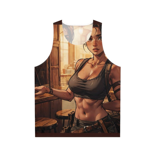 Cute young Lara Croft in a tank top