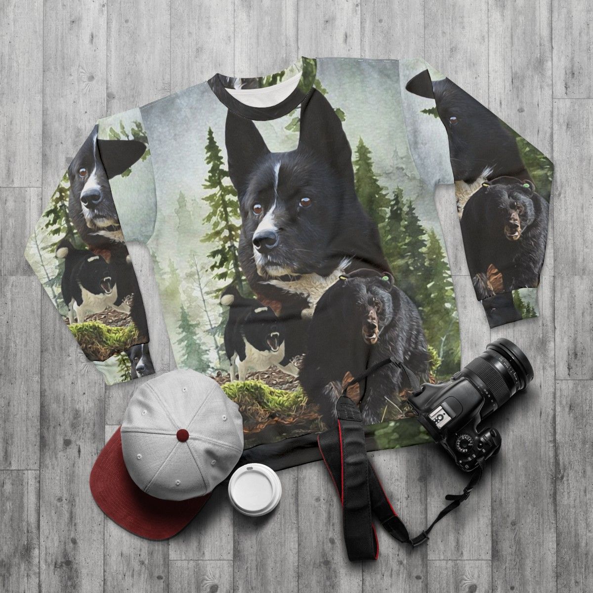 Karelian Bear Dog Hunting Sweatshirt - flat lay