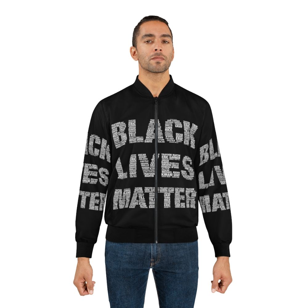 Black Lives Matter Commemorative Bomber Jacket featuring protest and civil rights imagery - Lifestyle