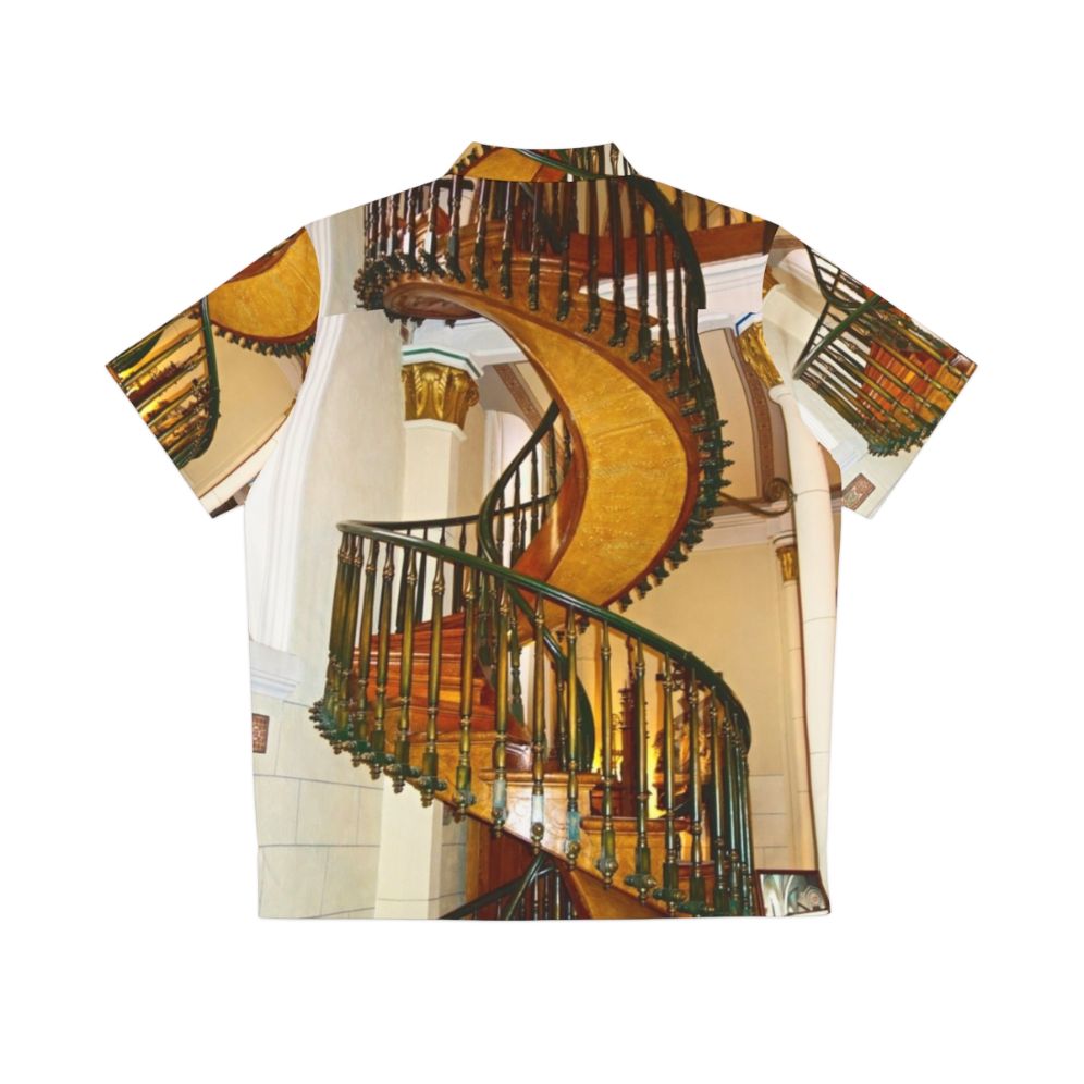 Loretto Chapel Staircase Hawaiian Shirt - Mystical New Mexico Landscape - Back