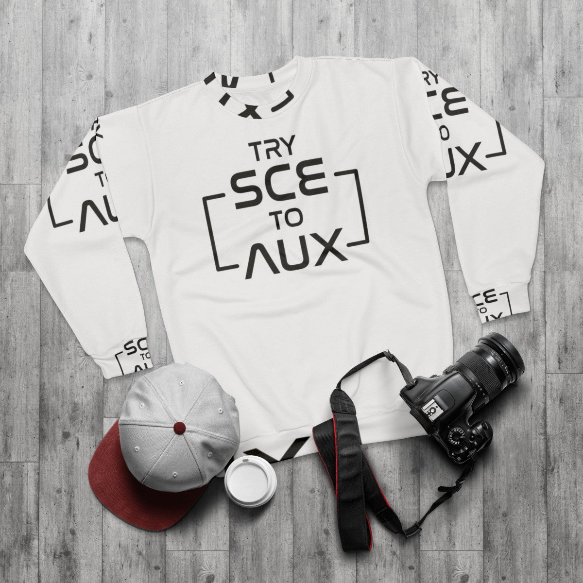 Vintage NASA "Try Sce to Aux" Apollo anniversary sweatshirt - flat lay