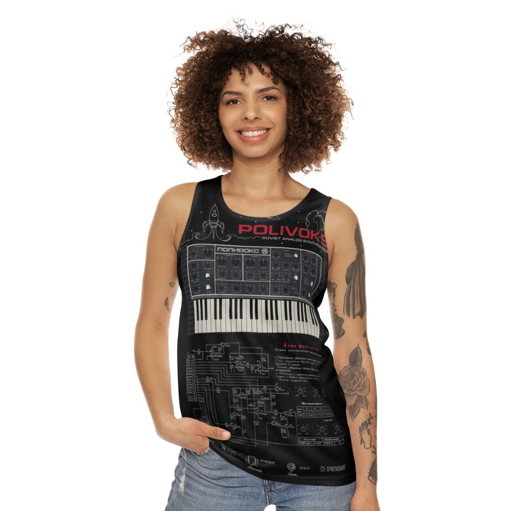 Polivoks Synth Tank Top with Electronic Music Inspired Design - women