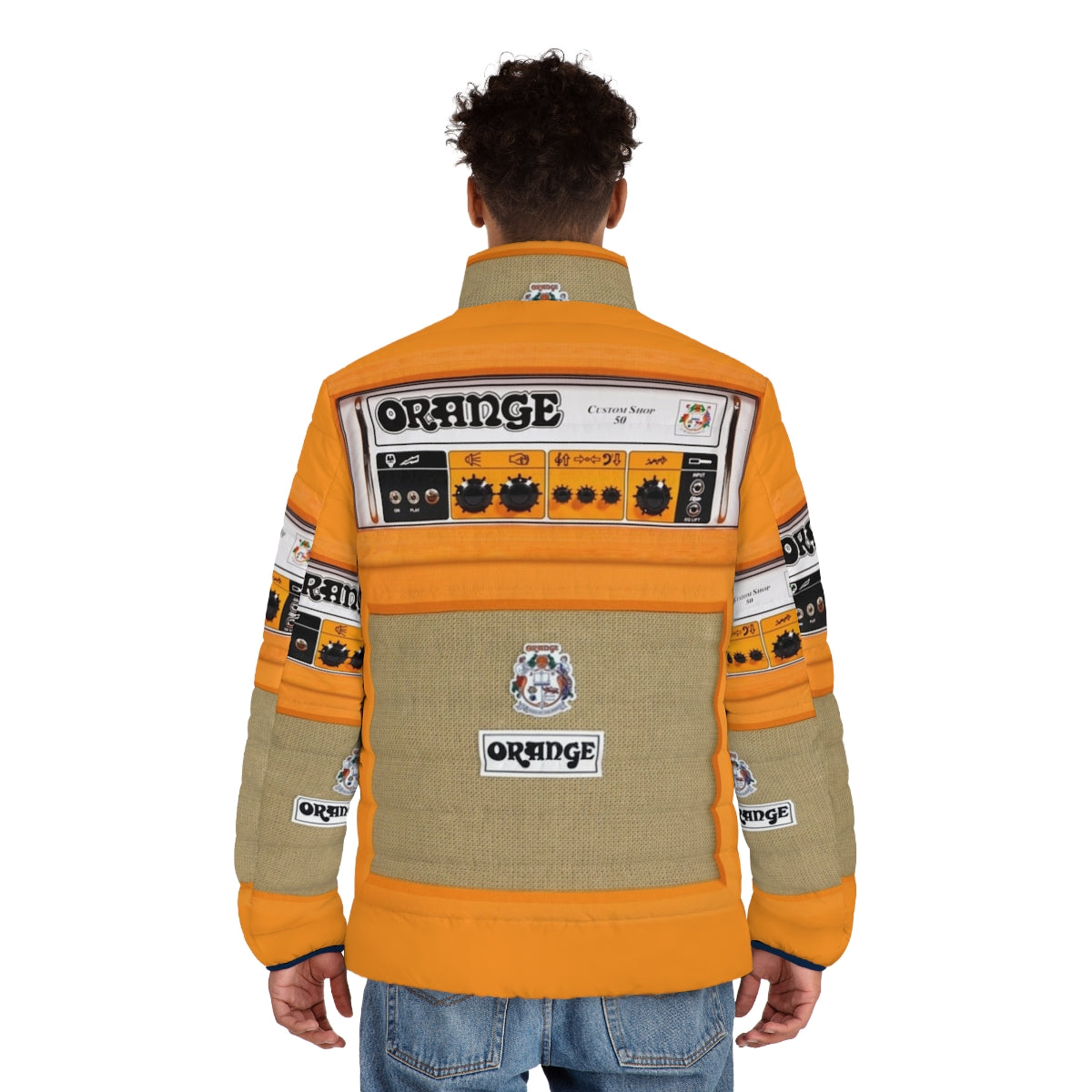 Orange Amp Amplifier Retro Puffer Jacket - men back