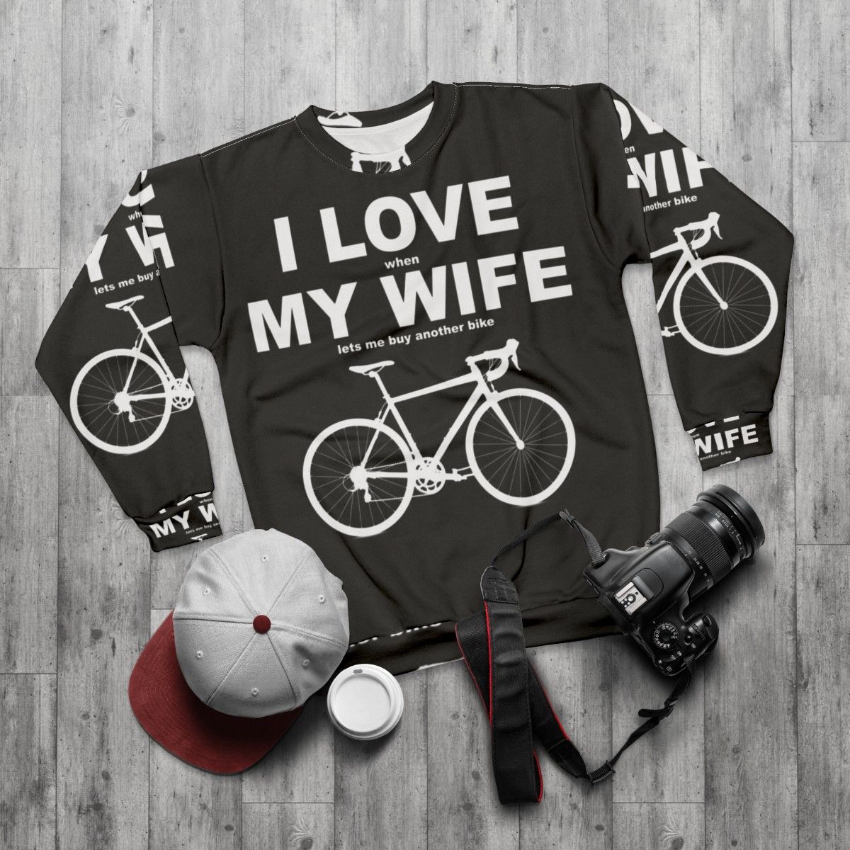 I Love My Wife Sweatshirt - Funny Couple Gift for Husband or Wife - flat lay