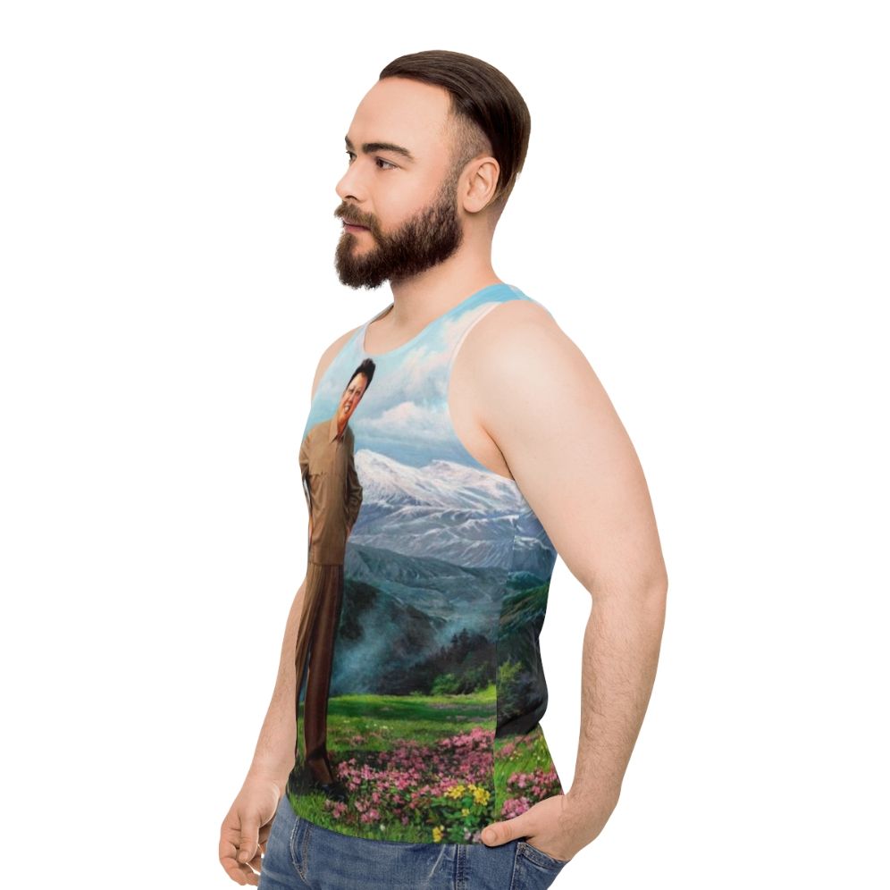 Supreme Leader Kim Jong Il Unisex Humor Tank Top - men side