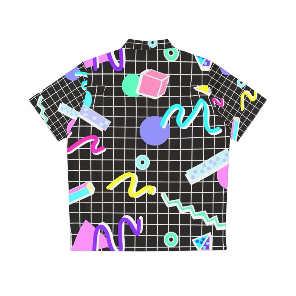 80s retro grid design Hawaiian shirt with abstract cyberpunk aesthetic - Back