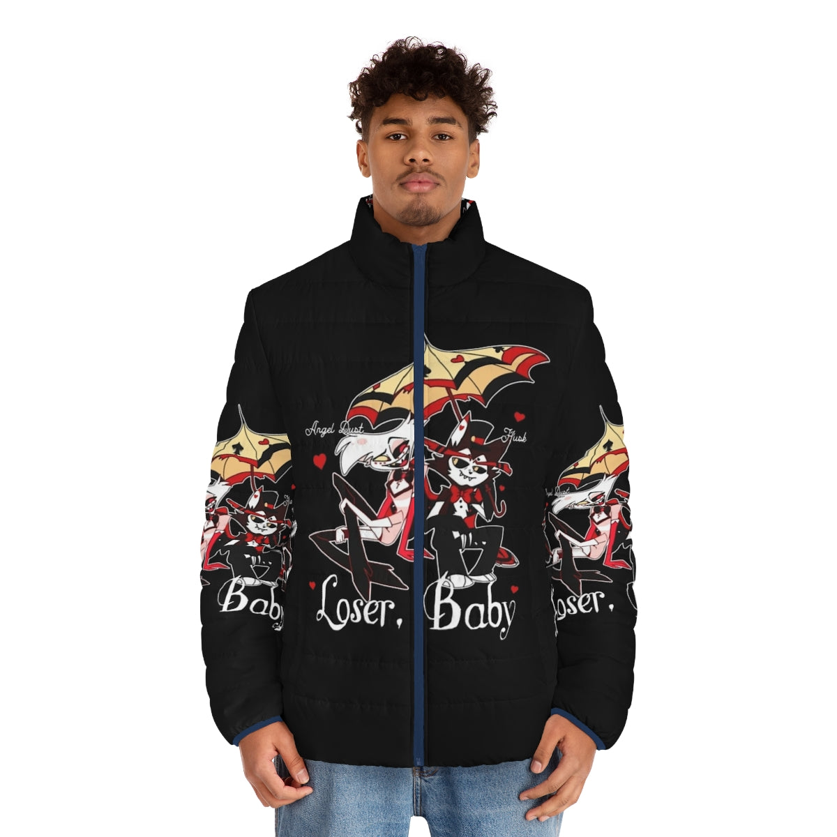 Hazbin Hotel Angel Dust x Husk Demon Fashion Puffer Jacket - men front