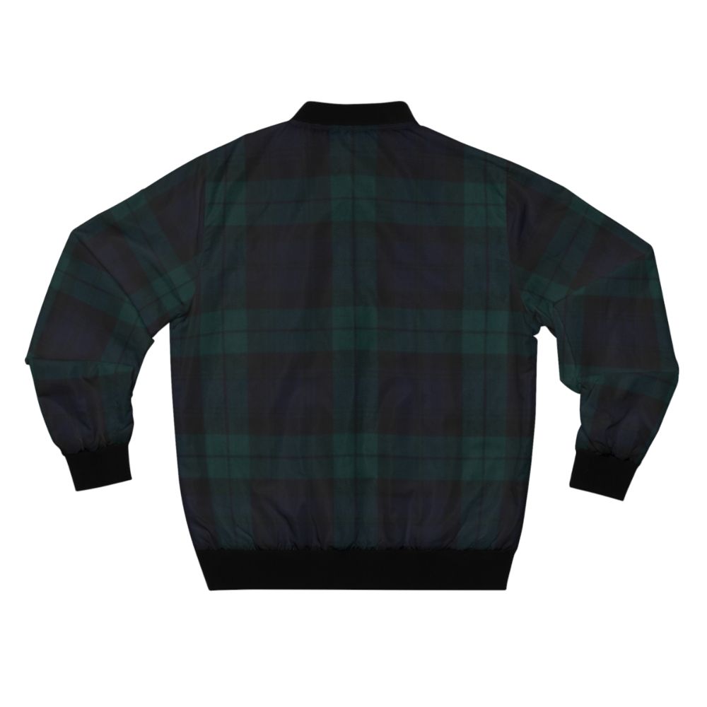 Black Watch Scottish tartan bomber jacket with plaid pattern and Scottish crest - Back