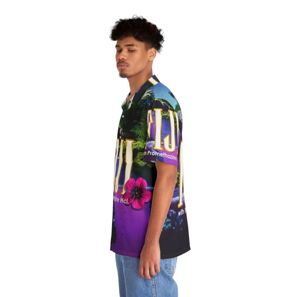 Vibrant Purple Hawaiian Shirt with Psychedelic Landscape Design - People Left