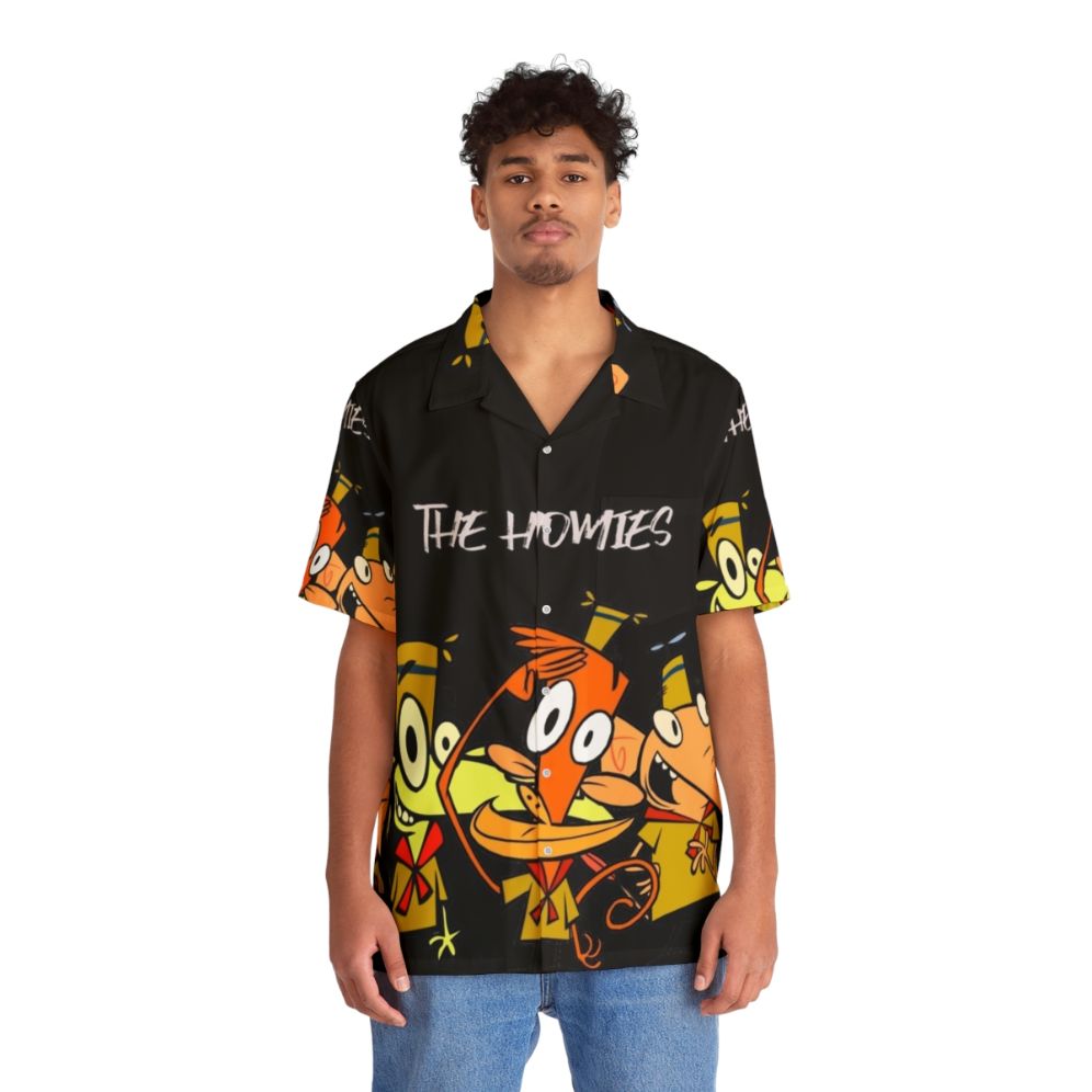 Homies Hawaiian Shirt featuring cartoon characters from the 90s TV show Camp Lazlo - People Front