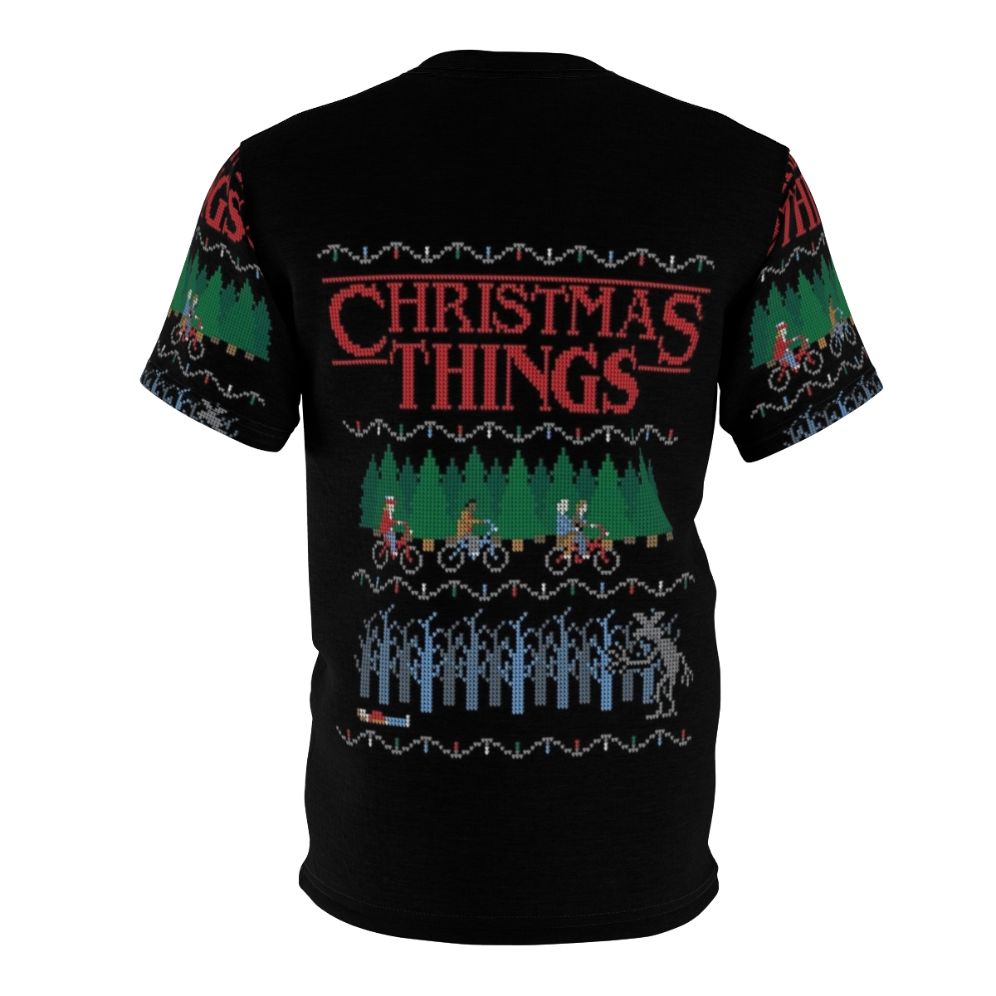 Stranger Things inspired Christmas t-shirt design with holiday elements - Back