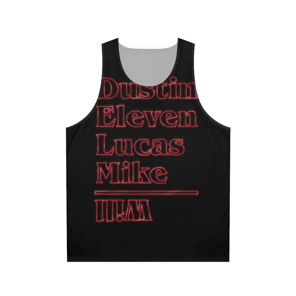 Unisex Stranger Things Retro 80s Tank Top with Dustin, Eleven, Lucas, and Mike Characters