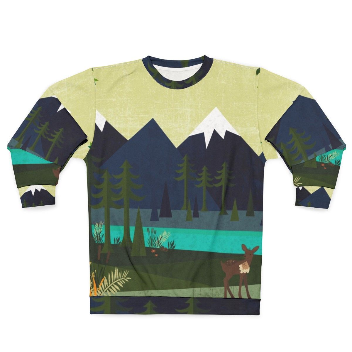 Outdoor Adventure Landscape Sweatshirt with Deer Design