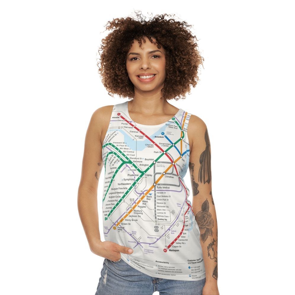 Boston transportation map unisex tank top - women