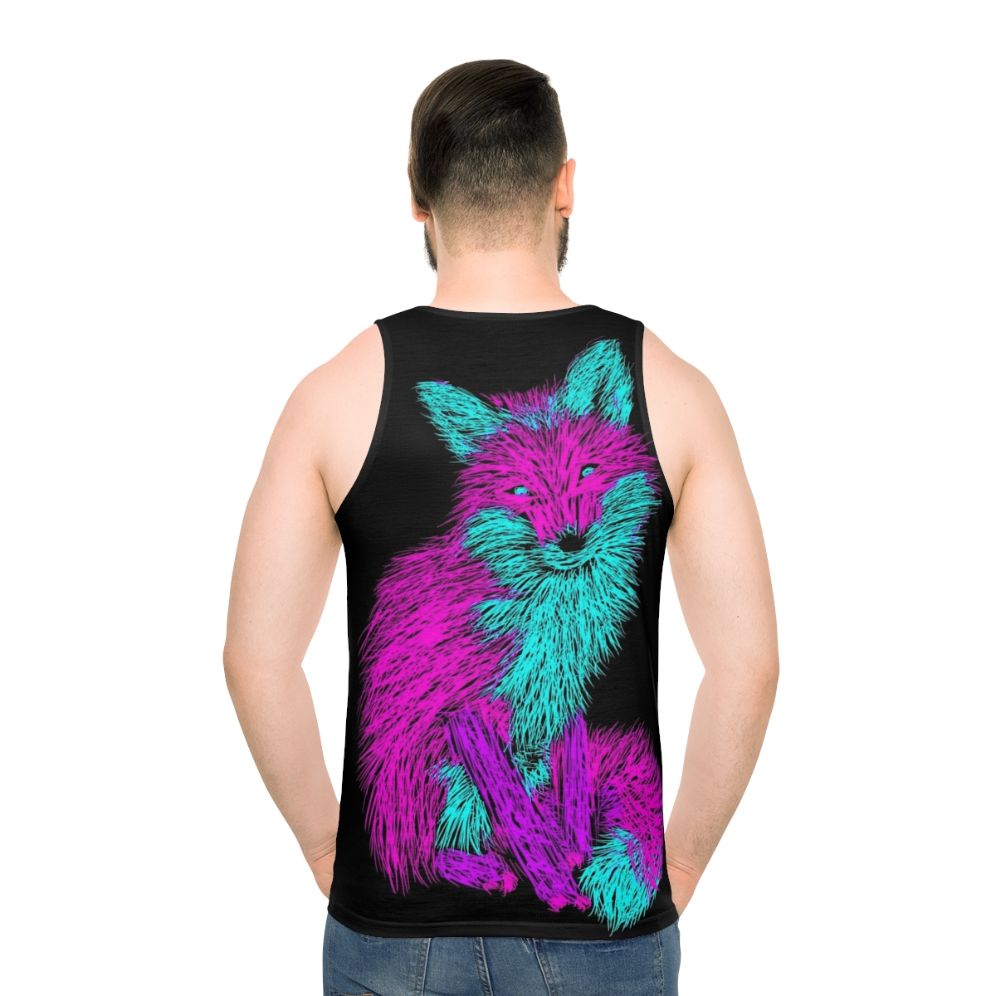 Unisex tank top featuring a red fox, a legendary animal - men back