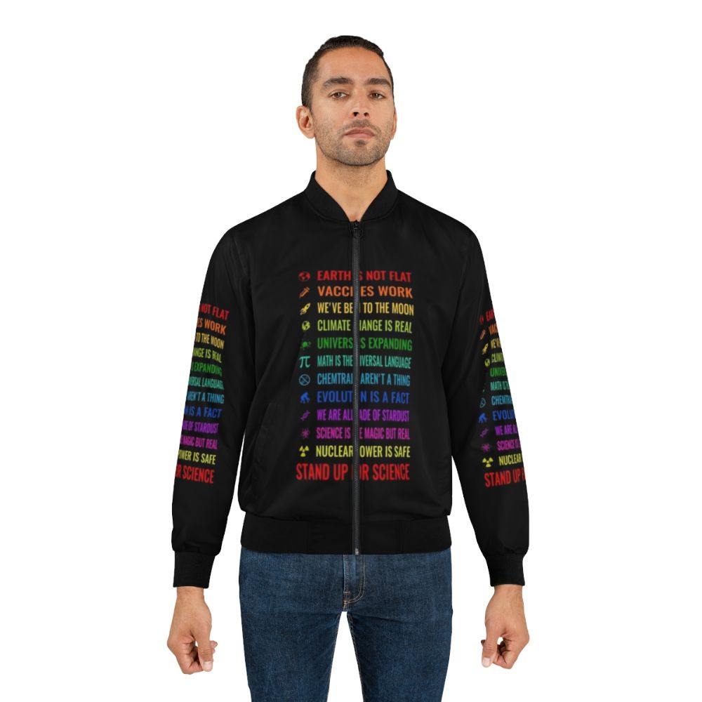 Bomber jacket with "Stand up for science" graphic and scientific symbols - Lifestyle