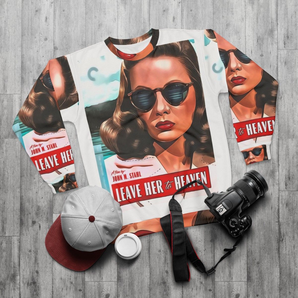 "Leave Her To Heaven" Sweatshirt Featuring Gene Tierney, Classic Hollywood Actress - flat lay