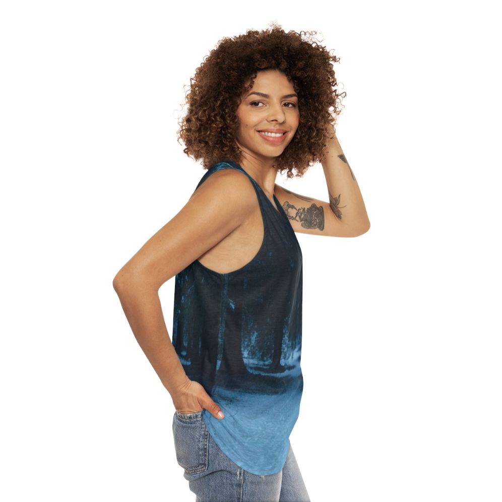 Snowy woods unisex tank top - women side