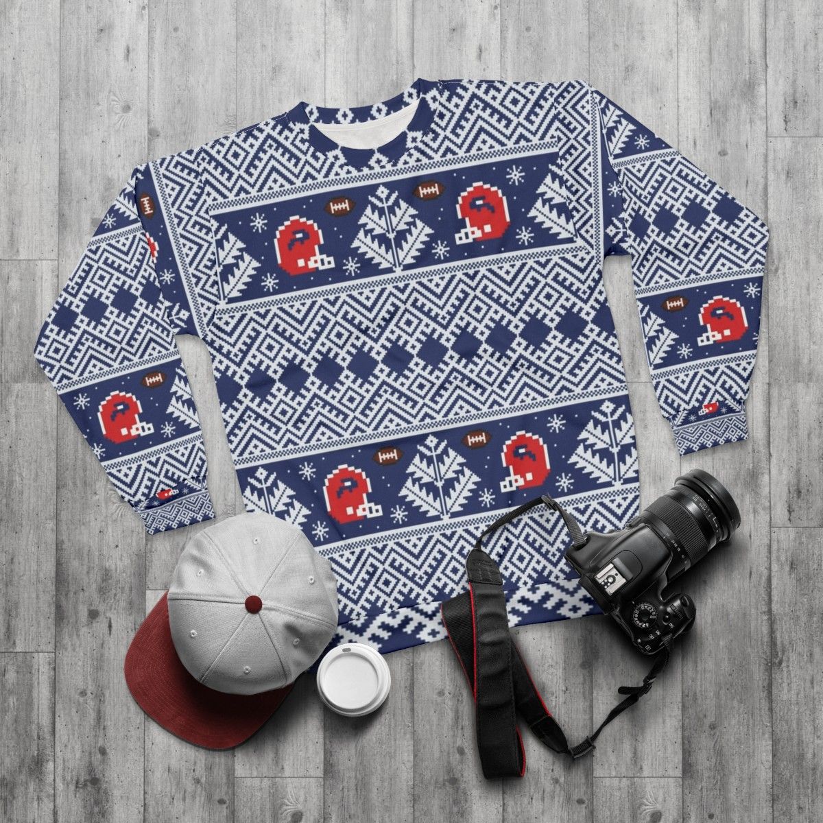 8-Bit Buffalo Bills Winter Sweatshirt - flat lay