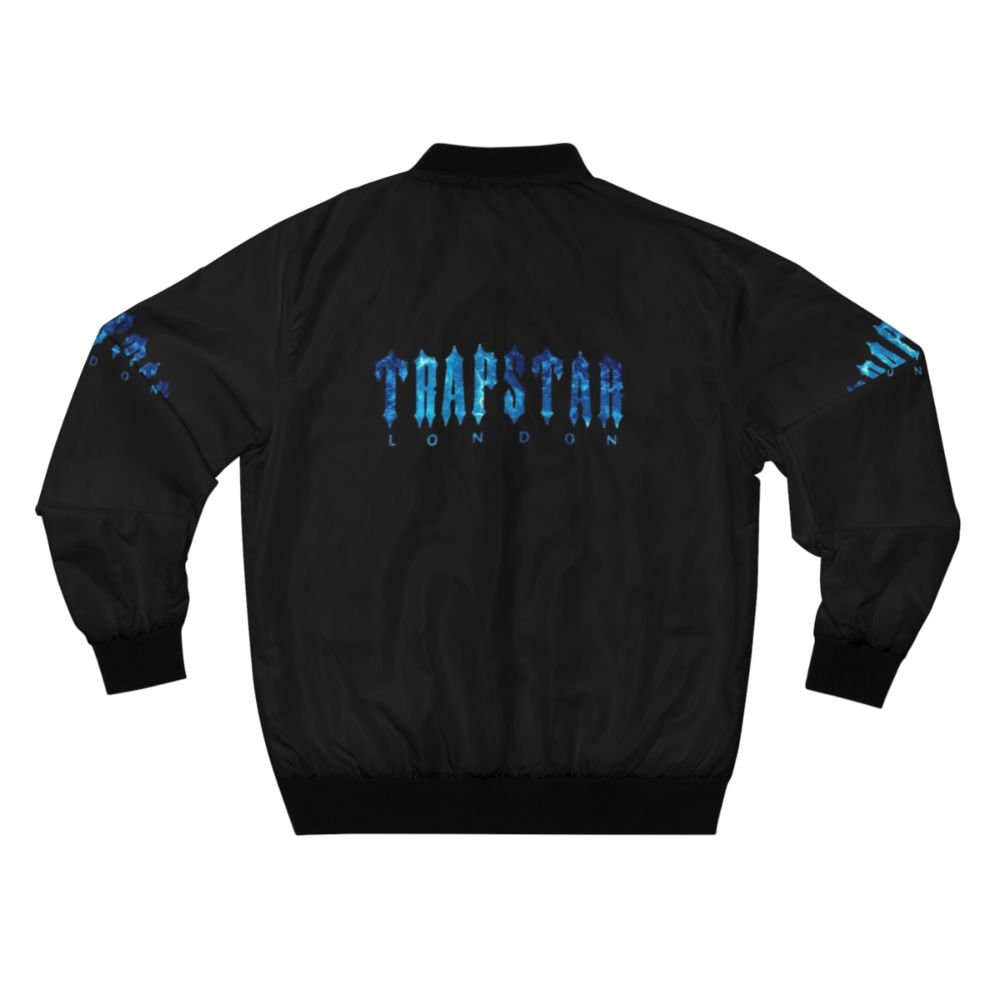 Stylish Trapstar Bomber Jacket in Black and Blue - Back