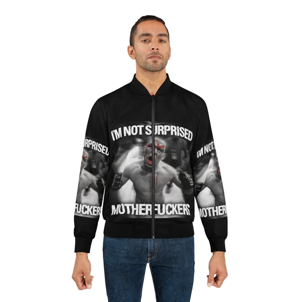 Nate Diaz "Not Surprised Motherfuckers" Bomber Jacket with UFC and Stockton 209 graphics - Lifestyle