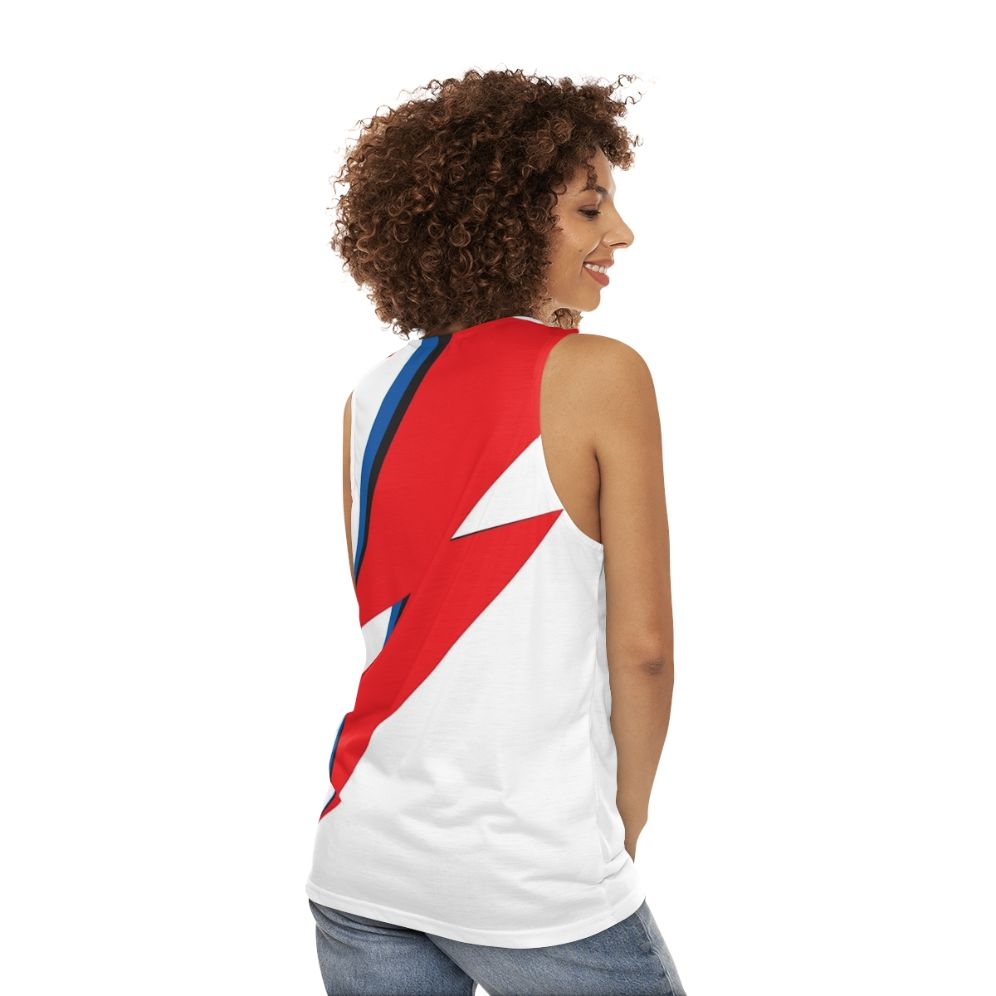 Glam rock inspired lightning bolt unisex tank top - women back