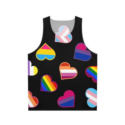 Colorful hearts and pride flags unisex tank top