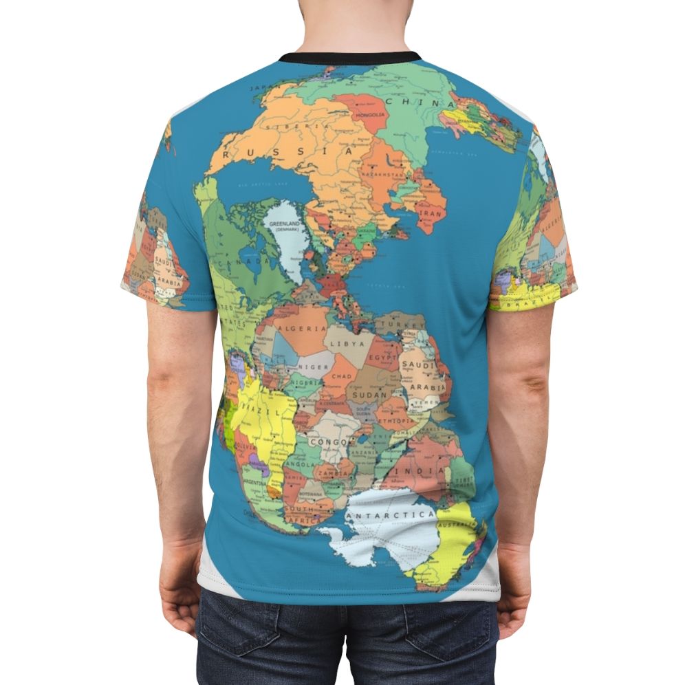 T-shirt design featuring a map of the Pangaea supercontinent - men back