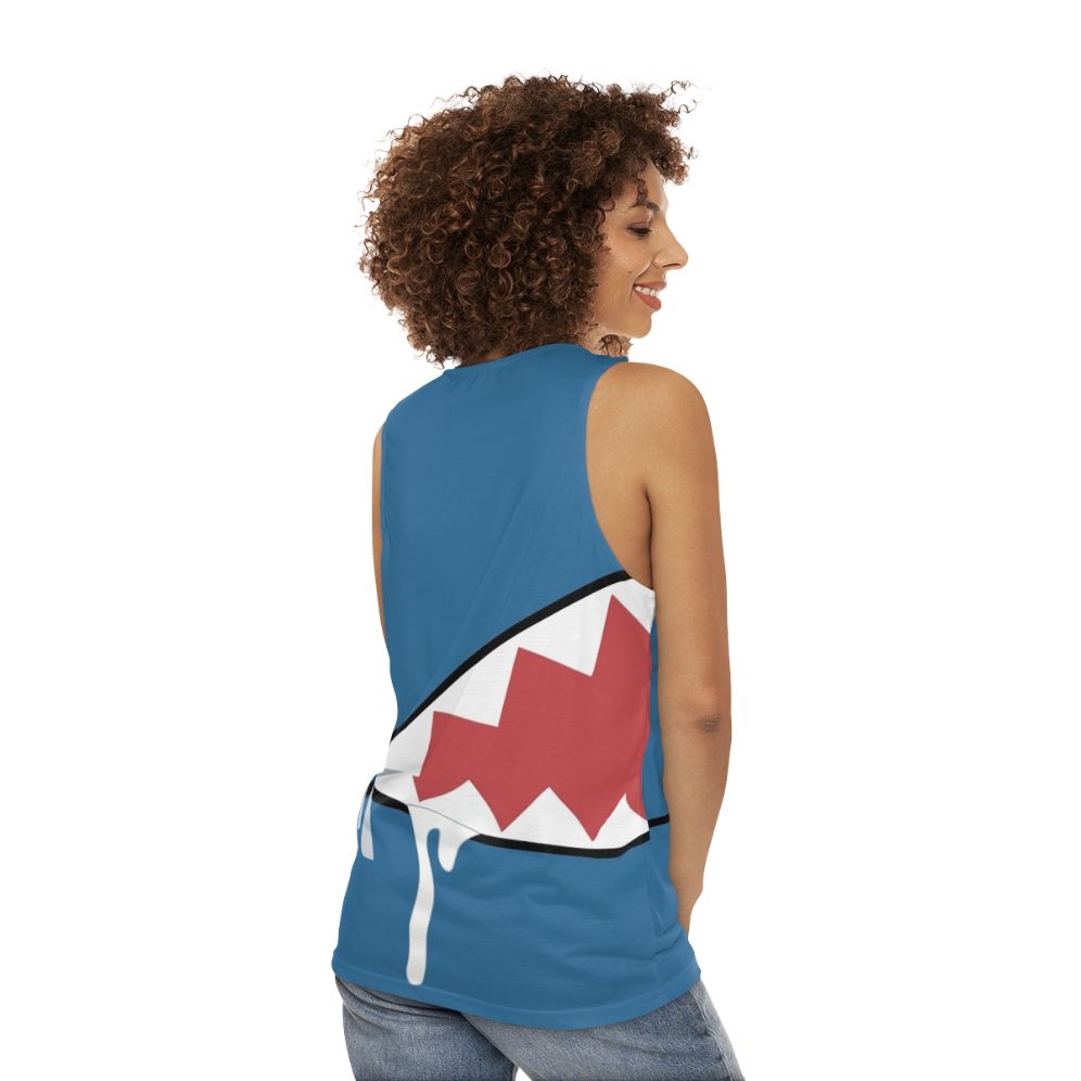 Anime virtual youtuber Hololive shark teeth design unisex tank top - women back