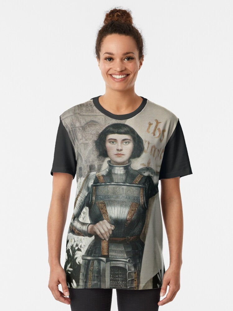 Jeanne D'Arc graphic t-shirt featuring the heroic French saint and military leader - Women