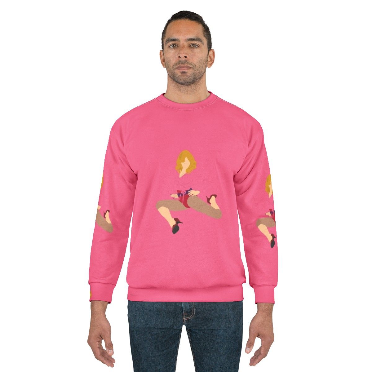 Madonna wearing a pink sweatshirt with the 'Hung Up' design - men