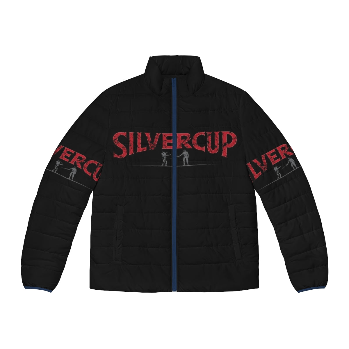 Highlander Silvercup 80s Puffer Jacket, featuring the iconic silvercup design from the classic 80s action movie