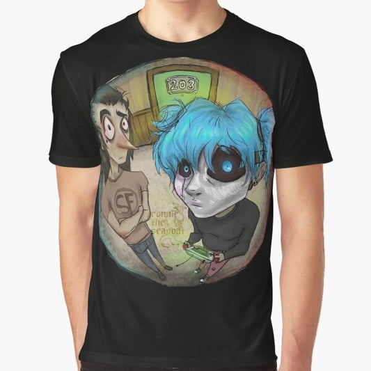 "Salloween 2 Empty Hallways Graphic T-Shirt featuring Sally Face characters"