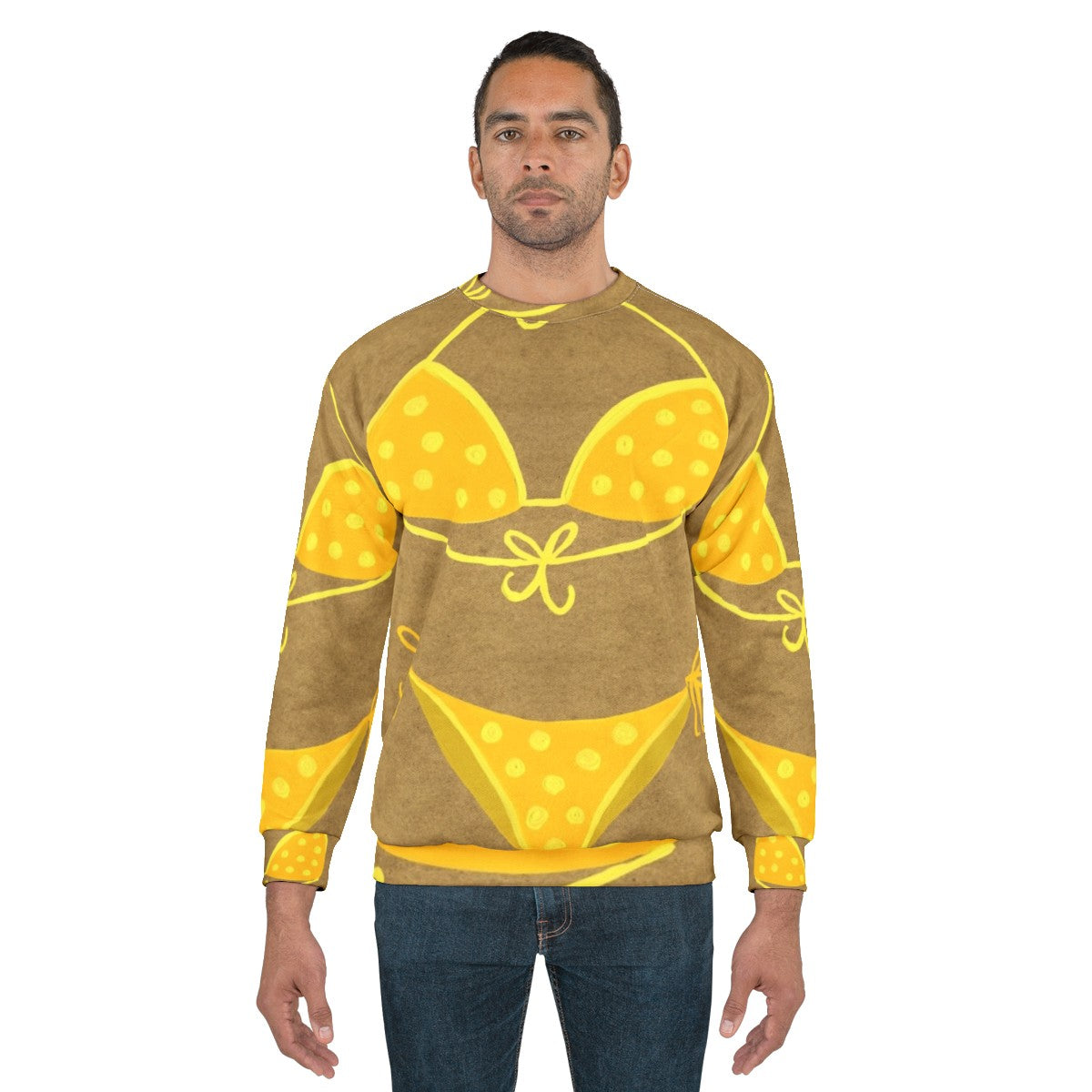 Yellow polka dot sweatshirt with vintage-inspired design - men