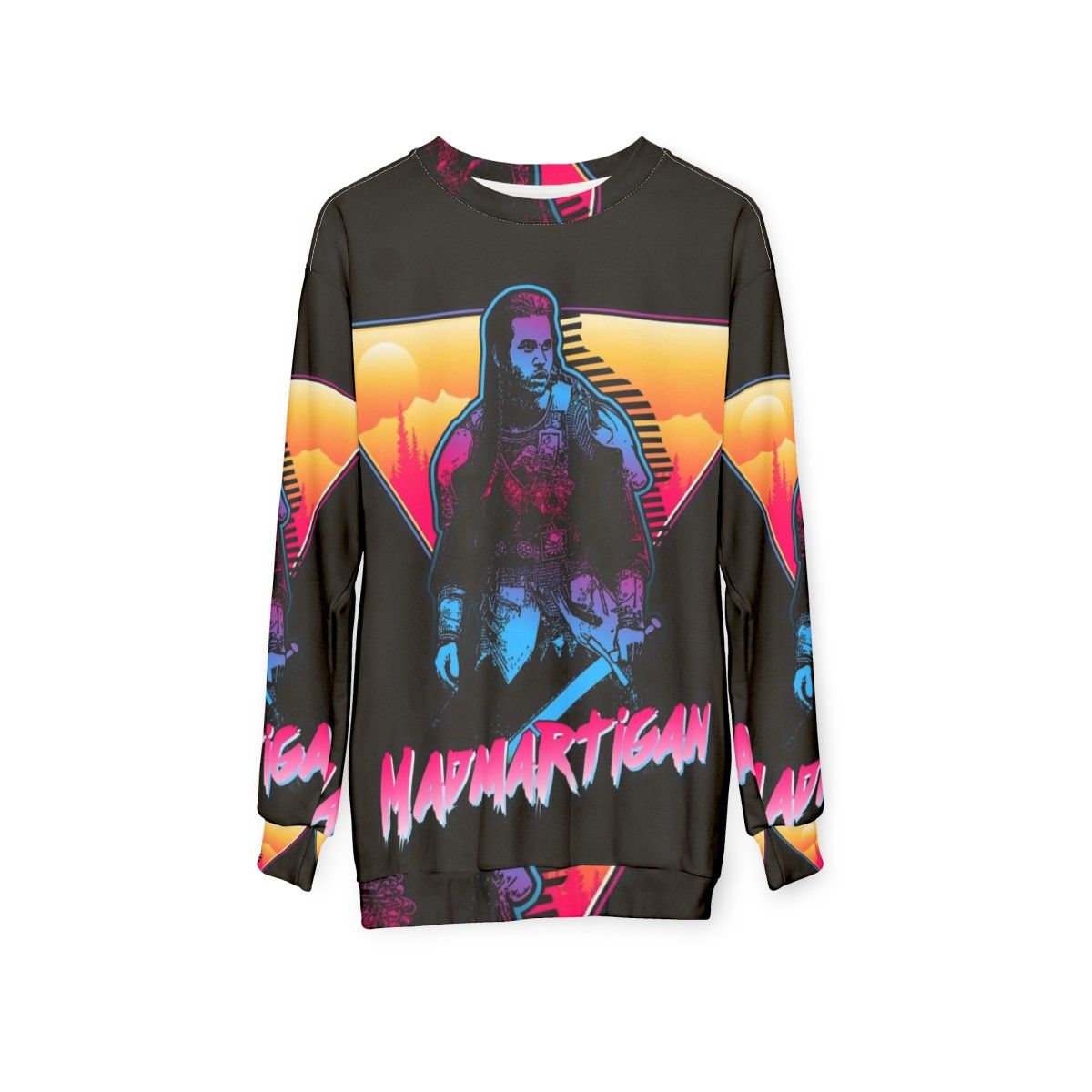 Madmartigan Outrun Style Sweatshirt - Willow Movie Fan Art - hanging