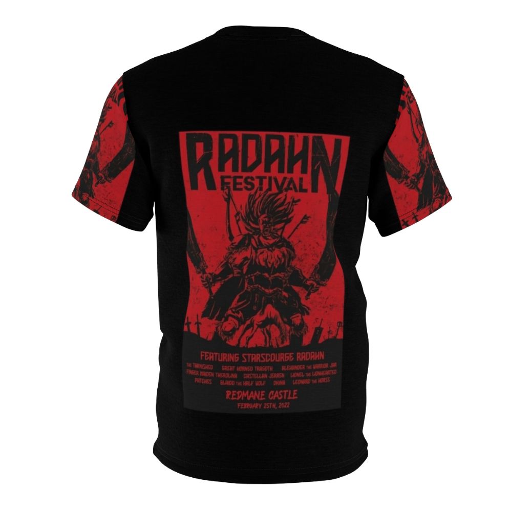 Elden Ring Radahn Festival Gaming T-Shirt featuring Radahn, Melina, and Malenia - Back