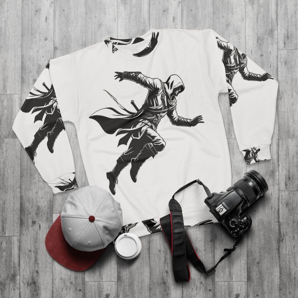 Assassins Creed Silhouette Gaming Sweatshirt - flat lay